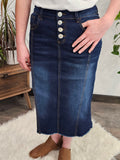 Frayed Hem Denim Skirt