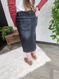 Black Wash Denim Skirt