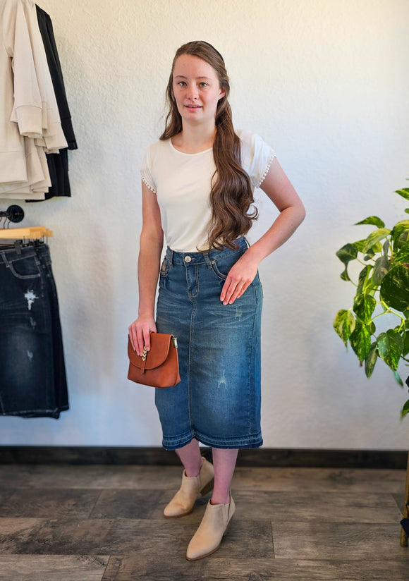 Vintage Wash Denim Skirt