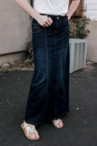 Dark Wash Maxi Denim Skirt