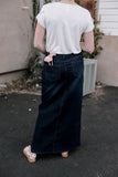 Dark Wash Maxi Denim Skirt