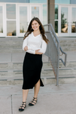 Soft V-Neck Layering Tee in Ivory