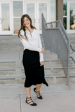 Ribbed Knit Maddie Skirt in Black-Final sale