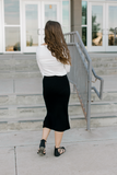 Ribbed Knit Maddie Skirt in Black-Final sale