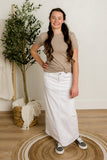 White Denim Maxi Skirt