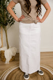 White Denim Maxi Skirt