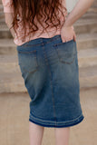 Vintage Wash Double Button Denim Skirt